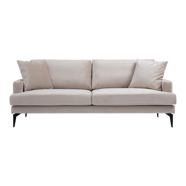 Καναπές 2θέσιος Fortune pakoworld βελούδο μπεζ-μαύρο 175x90x88εκ - Image 4