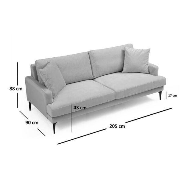 Καναπές 2θέσιος Fortune pakoworld βελούδο μπεζ-μαύρο 175x90x88εκ - Image 7