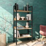 Βιβλιοθήκη- Ραφιέρα Ramon pakoworld φυσικό-μαύρο 60x28x125,5εκ - Image 3