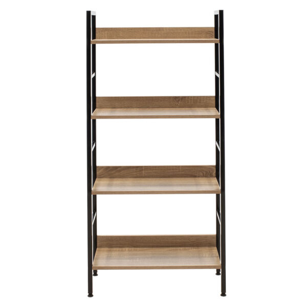Βιβλιοθήκη- Ραφιέρα Ramon pakoworld φυσικό-μαύρο 60x28x125,5εκ - Image 4
