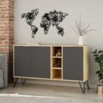 Μπουφές Clara pakoworld χρώμα light oak-ανθρακί 142x35.5x83εκ - Image 3