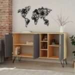 Μπουφές Clara pakoworld χρώμα light oak-ανθρακί 142x35.5x83εκ - Image 4
