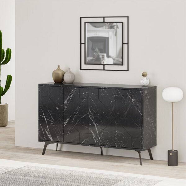 Μπουφές Ursula pakoworld μαύρο μαρμάρου 123x35x77.5εκ - Image 2