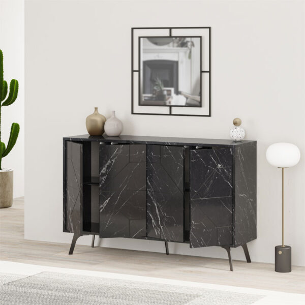Μπουφές Ursula pakoworld μαύρο μαρμάρου 123x35x77.5εκ - Image 3