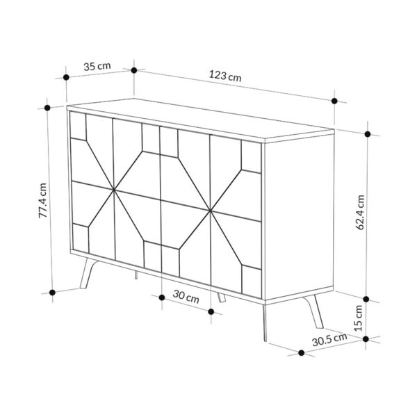 Μπουφές Ursula pakoworld μαύρο μαρμάρου 123x35x77.5εκ - Image 4
