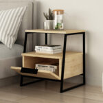 Κομοδίνο Johana pakoworld μαύρο-oak 45x40x50εκ - Image 2