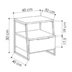 Κομοδίνο Johana pakoworld μαύρο-εκρού 45x40x50εκ - Image 3