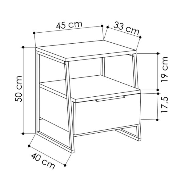Κομοδίνο Johana pakoworld μαύρο-εκρού 45x40x50εκ - Image 3