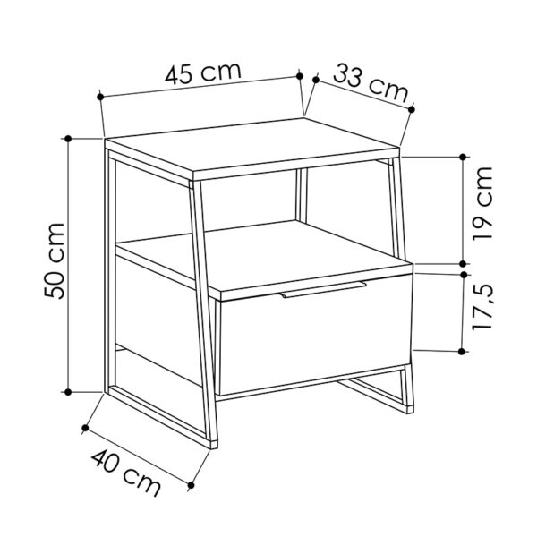 Κομοδίνο Johana pakoworld μαύρο-εκρού 45x40x50εκ - Image 4