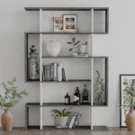 Βιβλιοθήκη MITO pakoworld σε χρώμα antique γκρι-λευκό 108.5x25.5x161εκ - Image 3