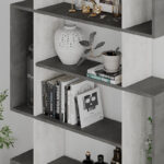 Βιβλιοθήκη MITO pakoworld σε χρώμα antique γκρι-λευκό 108.5x25.5x161εκ - Image 4