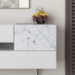 Μπουφές Roberta pakoworld μελαμίνης λευκό μαρμάρου 145x40x82εκ - Image 4