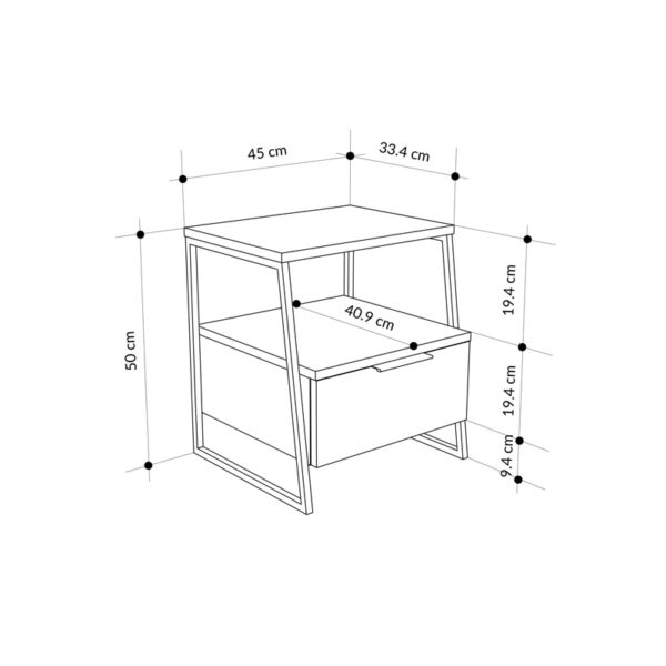 Κομοδίνο Johana pakoworld μαύρο-λευκό 45x40x50εκ - Image 4
