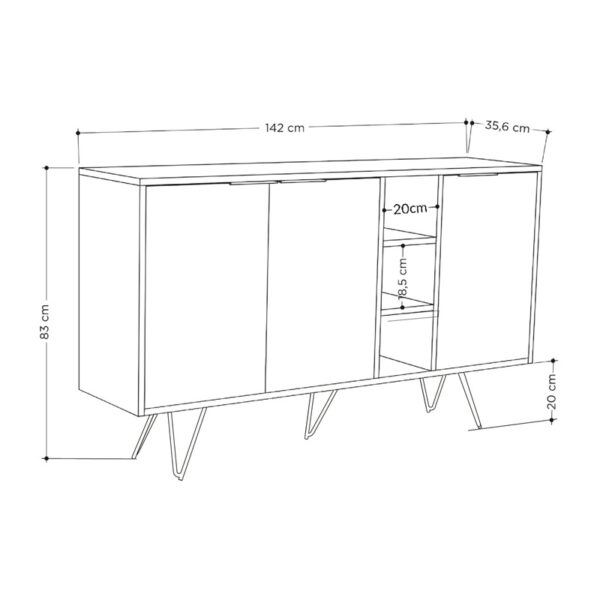 Μπουφές Clara pakoworld σε μόκα-ανθρακί απόχρωση 142x35,6x83εκ - Image 4