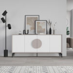 Μπουφές Gora pakoworld σε λευκή με μόκα απόχρωση  180x35.6x82εκ - Image 2