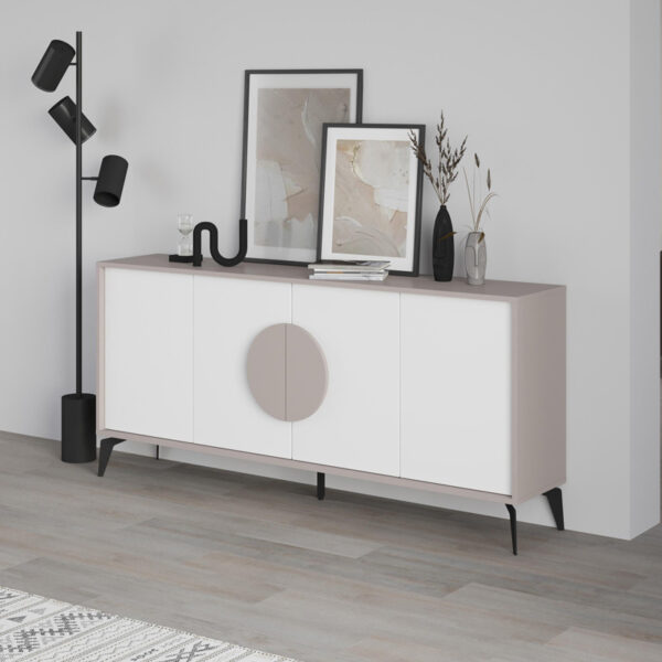 Μπουφές Gora pakoworld σε λευκή με μόκα απόχρωση  180x35.6x82εκ - Image 3