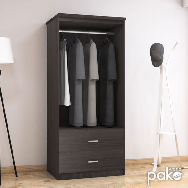 Ντουλάπα ρούχων δίφυλλη OLYMPUS pakoworld χρώμα wenge 81x57x183εκ - Image 2