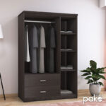 Ντουλάπα ρούχων τρίφυλλη OLYMPUS pakoworld χρώμα wenge 120x57x183εκ - Image 2