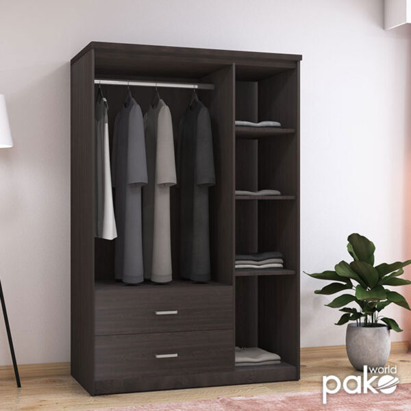 Ντουλάπα ρούχων τρίφυλλη OLYMPUS pakoworld χρώμα wenge 120x57x183εκ - Image 2