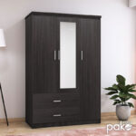 Ντουλάπα ρούχων τρίφυλλη OLYMPUS pakoworld χρώμα wenge 120x57x183εκ - Image 3