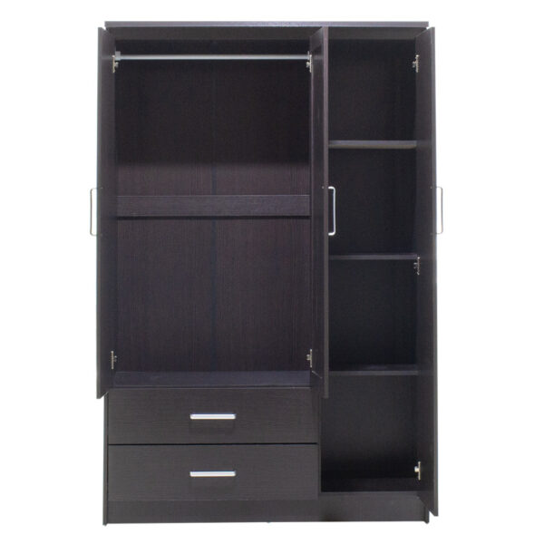 Ντουλάπα ρούχων τρίφυλλη OLYMPUS pakoworld χρώμα wenge 120x57x183εκ - Image 4