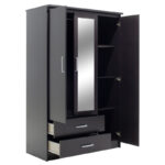Ντουλάπα ρούχων τρίφυλλη OLYMPUS pakoworld χρώμα wenge 120x57x183εκ - Image 5