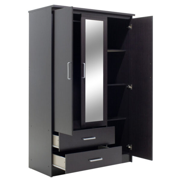 Ντουλάπα ρούχων τρίφυλλη OLYMPUS pakoworld χρώμα wenge 120x57x183εκ - Image 5