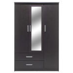 Ντουλάπα ρούχων τρίφυλλη OLYMPUS pakoworld χρώμα wenge 120x57x183εκ - Image 6