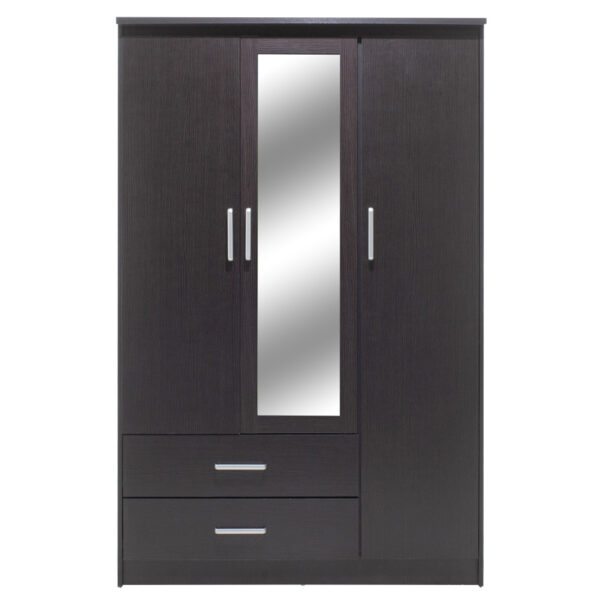 Ντουλάπα ρούχων τρίφυλλη OLYMPUS pakoworld χρώμα wenge 120x57x183εκ - Image 6