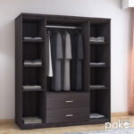 Ντουλάπα ρούχων τετράφυλλη OLYMPUS pakoworld χρώμα wenge 159x57x183εκ - Image 2