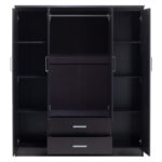 Ντουλάπα ρούχων τετράφυλλη OLYMPUS pakoworld χρώμα wenge 159x57x183εκ - Image 4
