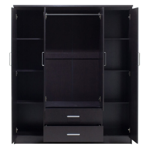 Ντουλάπα ρούχων τετράφυλλη OLYMPUS pakoworld χρώμα wenge 159x57x183εκ - Image 4