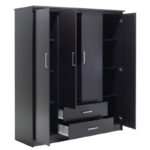 Ντουλάπα ρούχων τετράφυλλη OLYMPUS pakoworld χρώμα wenge 159x57x183εκ - Image 5