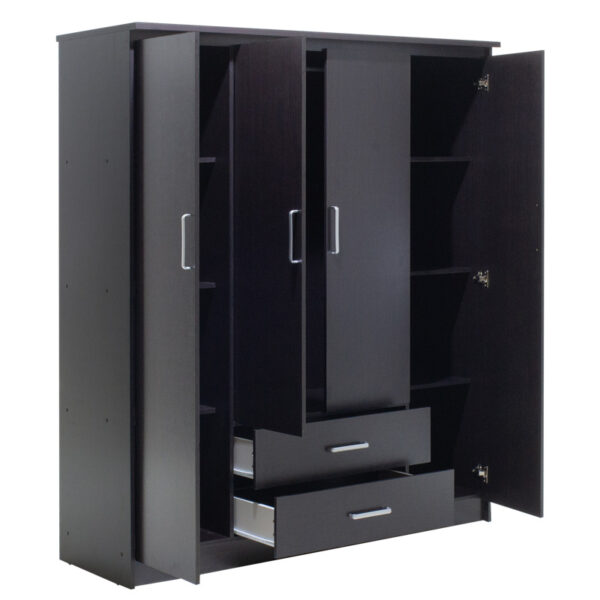 Ντουλάπα ρούχων τετράφυλλη OLYMPUS pakoworld χρώμα wenge 159x57x183εκ - Image 5