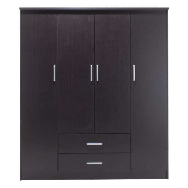 Ντουλάπα ρούχων τετράφυλλη OLYMPUS pakoworld χρώμα wenge 159x57x183εκ - Image 6