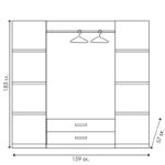 Ντουλάπα ρούχων τετράφυλλη OLYMPUS pakoworld χρώμα wenge 159x57x183εκ - Image 7