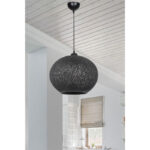 Φωτιστικό οροφής μονόφωτο Leshia pakoworld Ε27 μαύρο Φ38x38εκ - Image 2