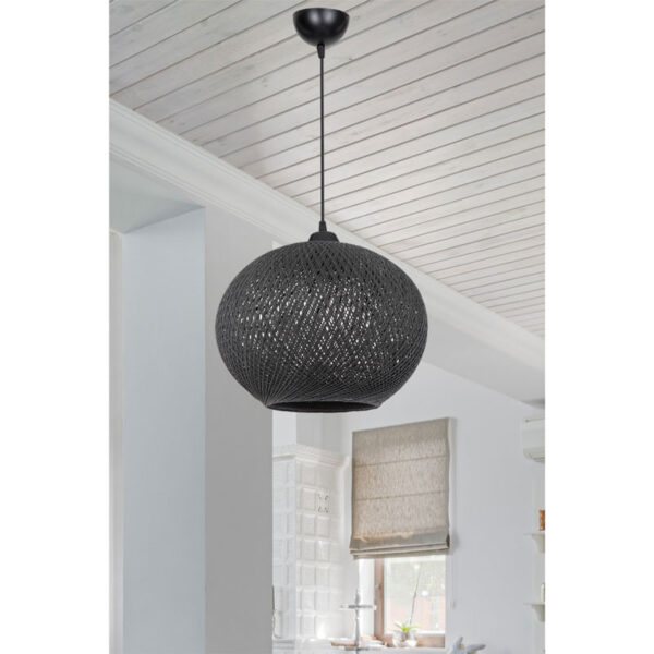 Φωτιστικό οροφής μονόφωτο Leshia pakoworld Ε27 μαύρο Φ38x38εκ - Image 2