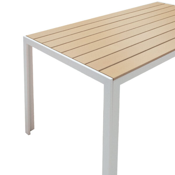 Τραπέζι Nares pakoworld αλουμίνιο λευκό-plywood φυσικό 140x80x72.5εκ - Image 3