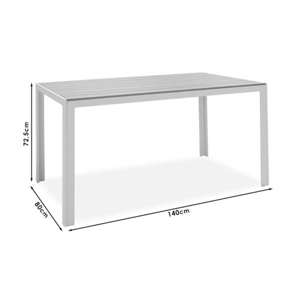 Τραπέζι Nares pakoworld αλουμίνιο λευκό-plywood φυσικό 140x80x72.5εκ - Image 4