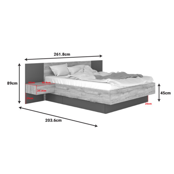 Κρεβάτι διπλό Kantri pakoworld σε sonoma - γκρι απόχρωση 160x200εκ - Image 2