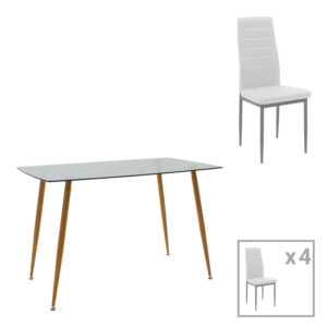 Τραπεζαρία Cuba-Parker pakoworld σετ 5τεμ sonoma-λευκό 120x80x75εκ