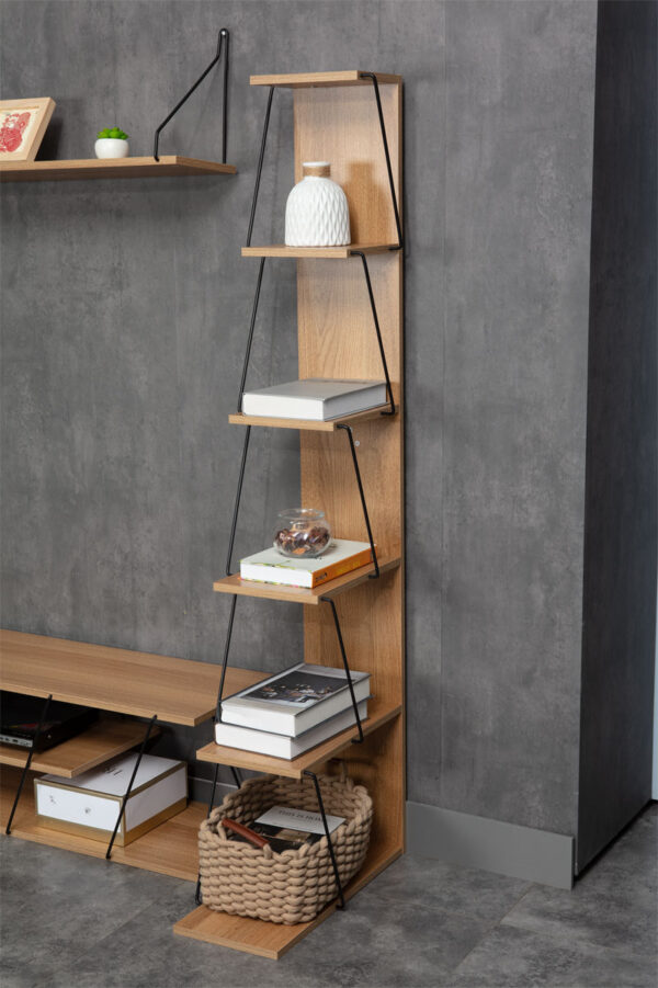 Βιβλιοθήκη mini Tars pakoworld  sonoma-μαύρο 50x22x150εκ - Image 2