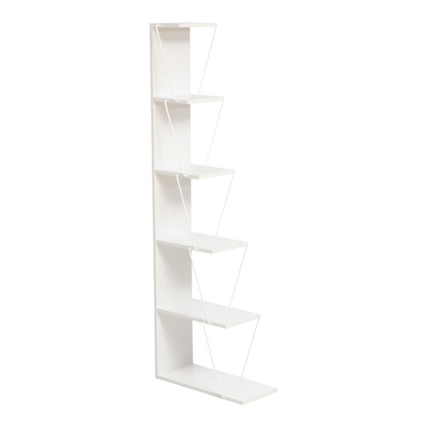 Βιβλιοθήκη mini Tars pakoworld λευκό 130x22x146εκ - Image 3