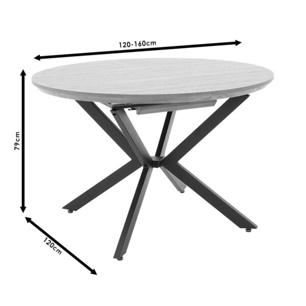 Tραπέζι Lydia pakoworld MDF επεκτεινόμενο καρυδί-μαύρο 120-160x120x79εκ - Image 10
