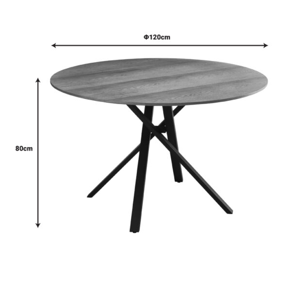 Tραπέζι Cerco pakoworld sonoma mdf και μαύρο μεταλλικό πόδι Φ120x75εκ - Image 4