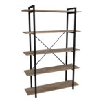 Βιβλιοθήκη Reson pakoworld oak μελαμίνης-μαύρο μέταλλο 120x34x180εκ