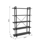 Βιβλιοθήκη Reson pakoworld oak μελαμίνης-μαύρο μέταλλο 120x34x180εκ - Image 4