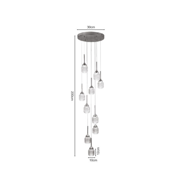 Inlight Κρεμαστό φωτιστικό LED 10*10W από χρυσαφί μέταλλο και ακρυλικό D:30x200cm (4077-10-Golden) - Image 3