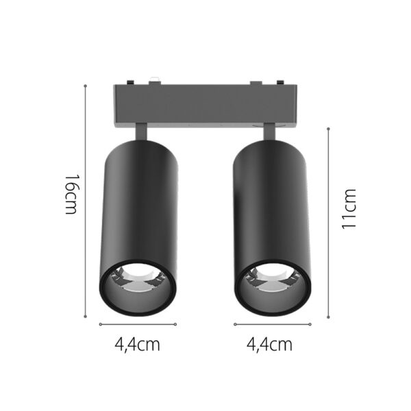 InLight Φωτιστικό LED 2x9W 3CCT για Ultra-Thin μαγνητική ράγα σε μαύρη απόχρωση D:16cmX4,4cm (T05205-BL) - Image 4